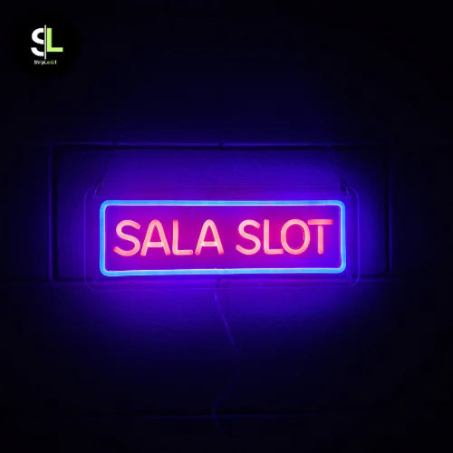 Insegna neon LED SALA SLOT multicolor con cornice luminosa effetto neon per locali