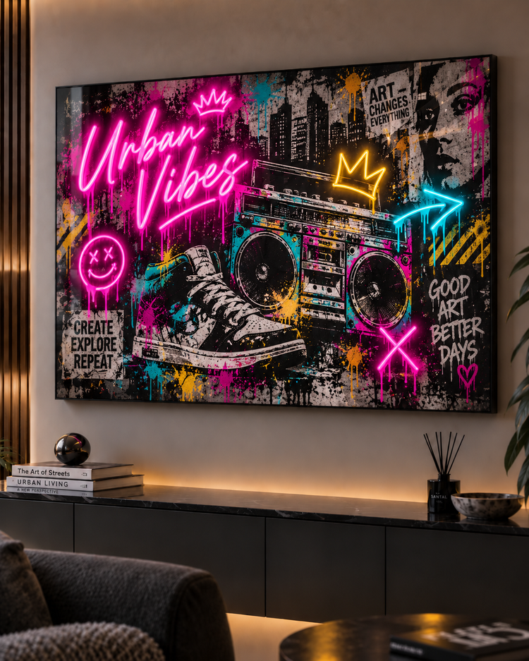 Neon Art Collection - quadro street art con stampa UV e dettagli Neon LED