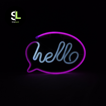 INSEGNA LUMINOSA NEON LED HELLO