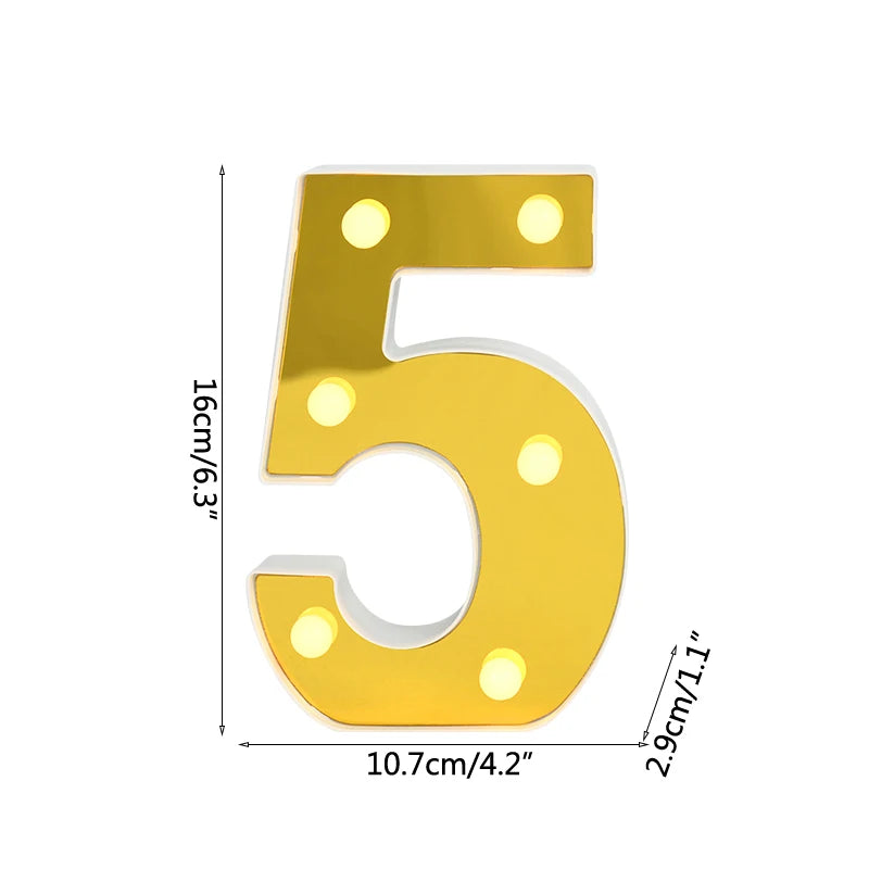 NUMERO DORATO LED CON ALIMENTAZIONE A BATTERIA