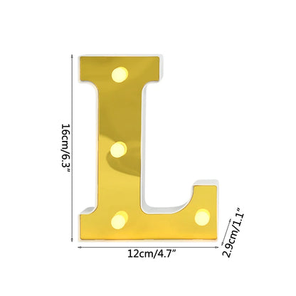 LETTERA DORATA LED CON ALIMENTAZIONE A BATTERIA