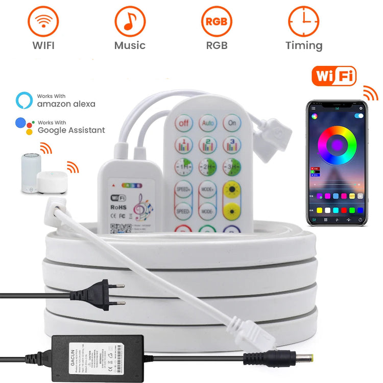 Strip LED NEON RGB 24V IP67 – Striscia LED con Musica e WiFi