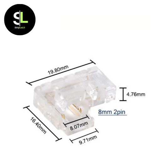 CONNETORE ANGOLARE A "L" PER STRIP LED COB 8mm (5pz)