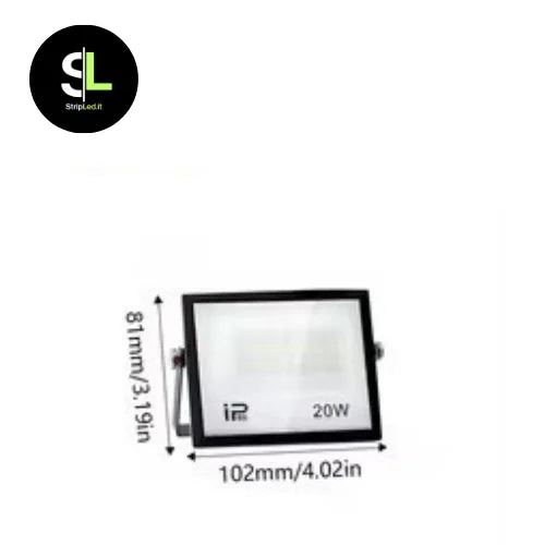 Faro LED 20W con misure 102x81 millimetri con logo StripLed.it