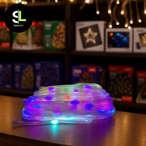 Ghirlanda natalizia LED RGBIC 10m accesa con luci multicolore, controllo Bluetooth e telecomando - decorazioni natalizie
