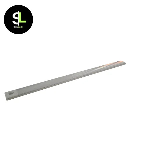 Lampada led sottile per armadi e mobili su sfondo bianco con logo Stripled.it