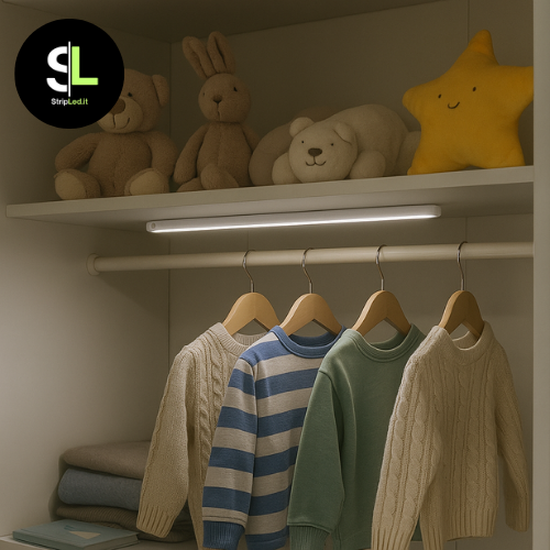 Lampada notturna ricaricabile USB installata sotto mobile, illuminazione automatica corridoi scale

