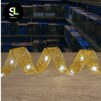 Luci di Natale LED oro bianco freddo 6000K - Nastro 5m batterie
