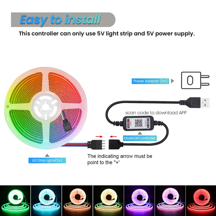 Strip LED COB RGB WiFi Smart – Striscia LED Ultra Luminosa 5M